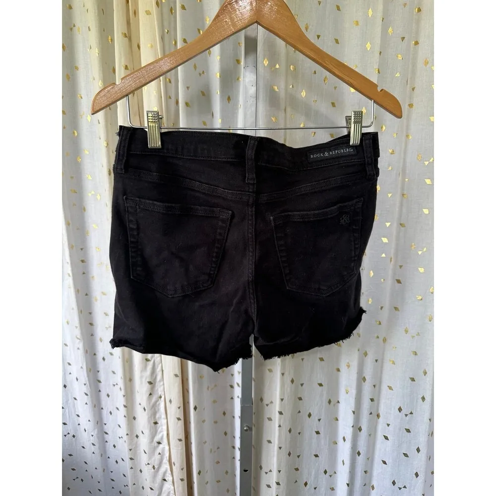 Rock & Republic Hula R311031 Bumbershoot Distressed Frayed Hem Denim Shorts 10 - Image 3