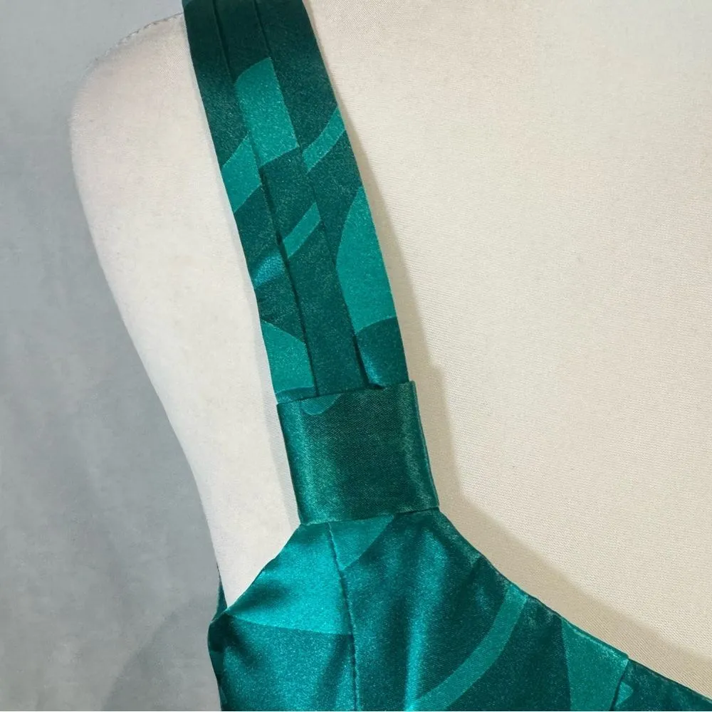 100% silk turquoise green print dress size 10P NWT - Image 3