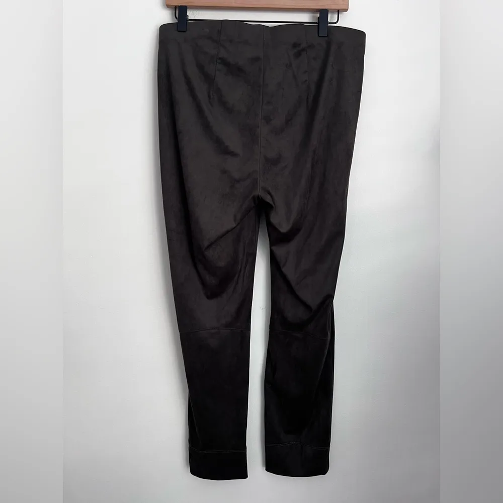 Seductive Womens Elastic waist faux suede High Rise Straight Sabrina Pants brown Size L - Image 2