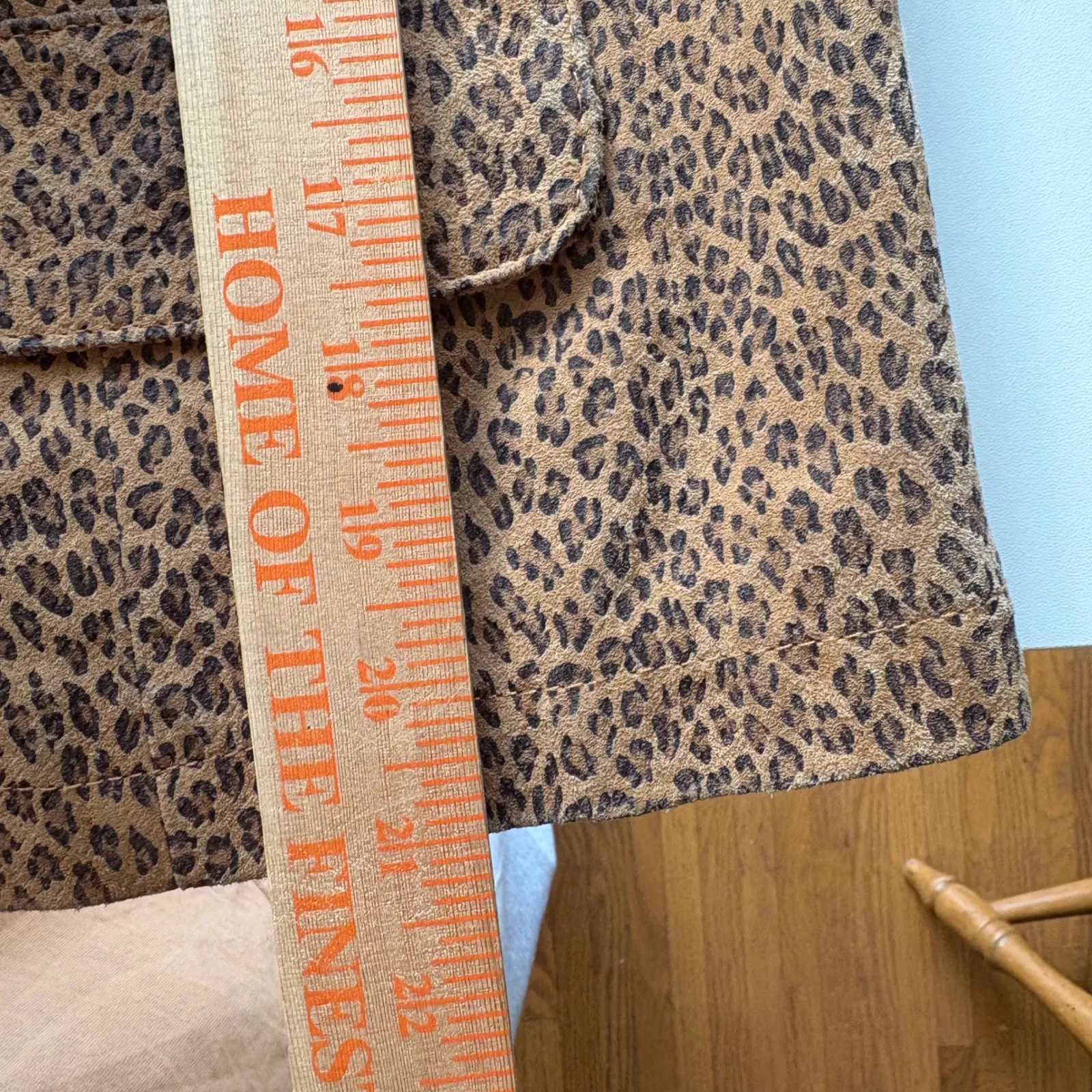 Live A Little Leopard Print Suede Leather Blazer Jacket Women's Medium - Image 8