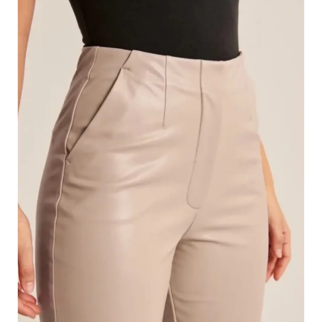 Abercrombie Curve Love Vegan Leather Slim Flare Pants *LONG - Image 3