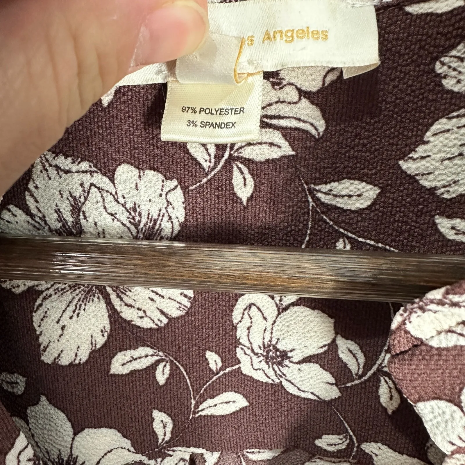 Monteau Blouse M Brown Floral Faux Wrap Cottagecore Dark Romantic Feminine Top - Image 3