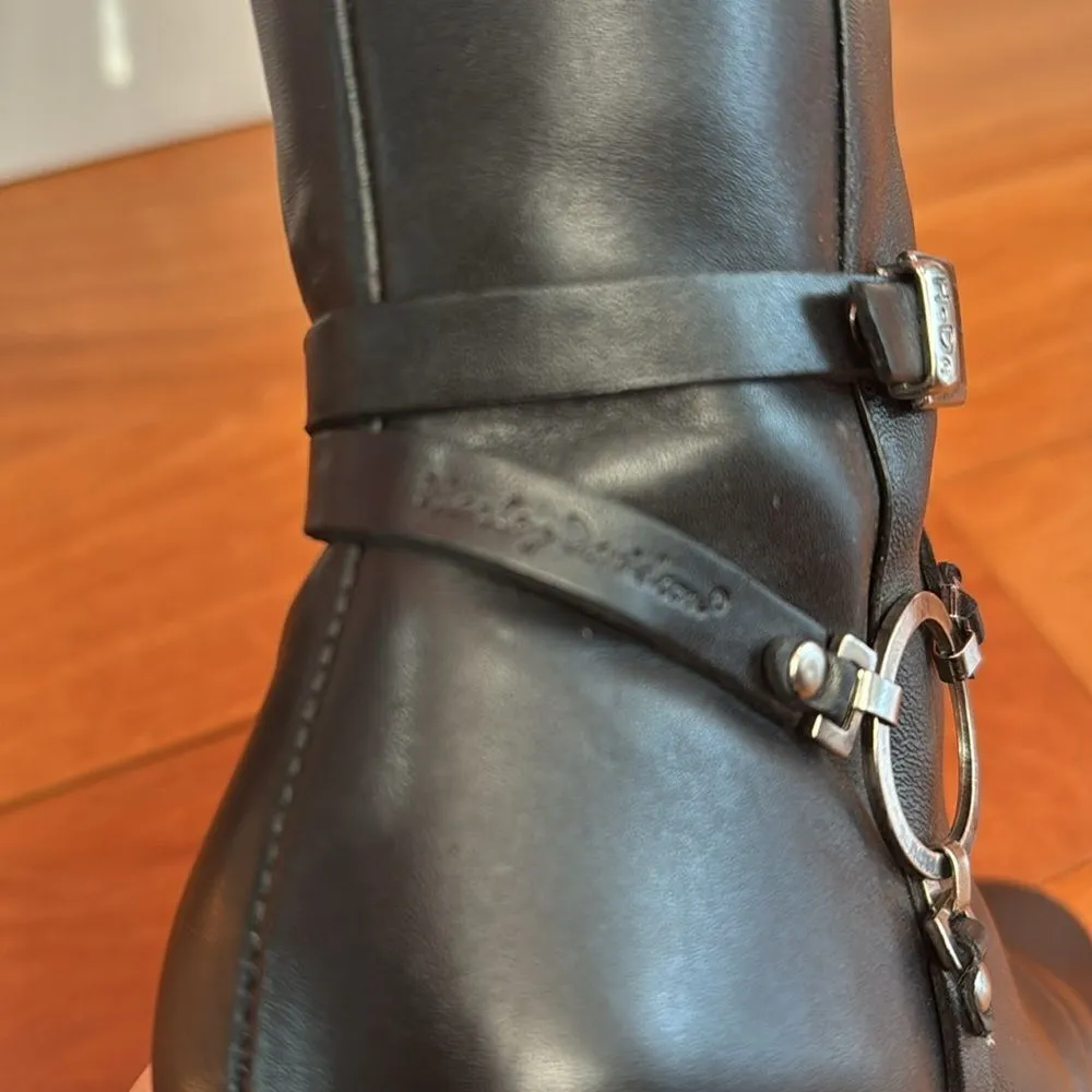 Harley Davidson Women Harness Ring Biker Heel Bootie‎ 84333 Black Leather Sz 7.5 - Image 7