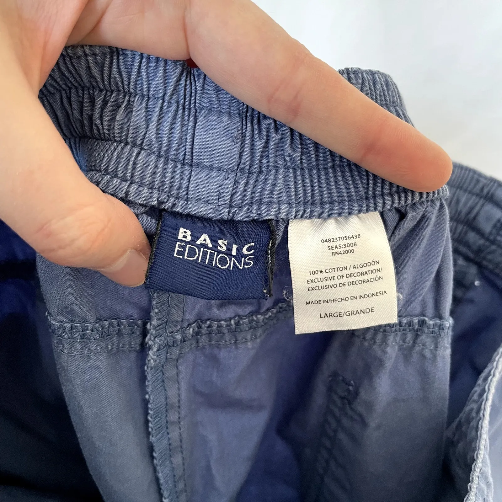 Basic Editions vtg blue jean L capri pants pockets drawstring embroidered 80s Size L - Image 6