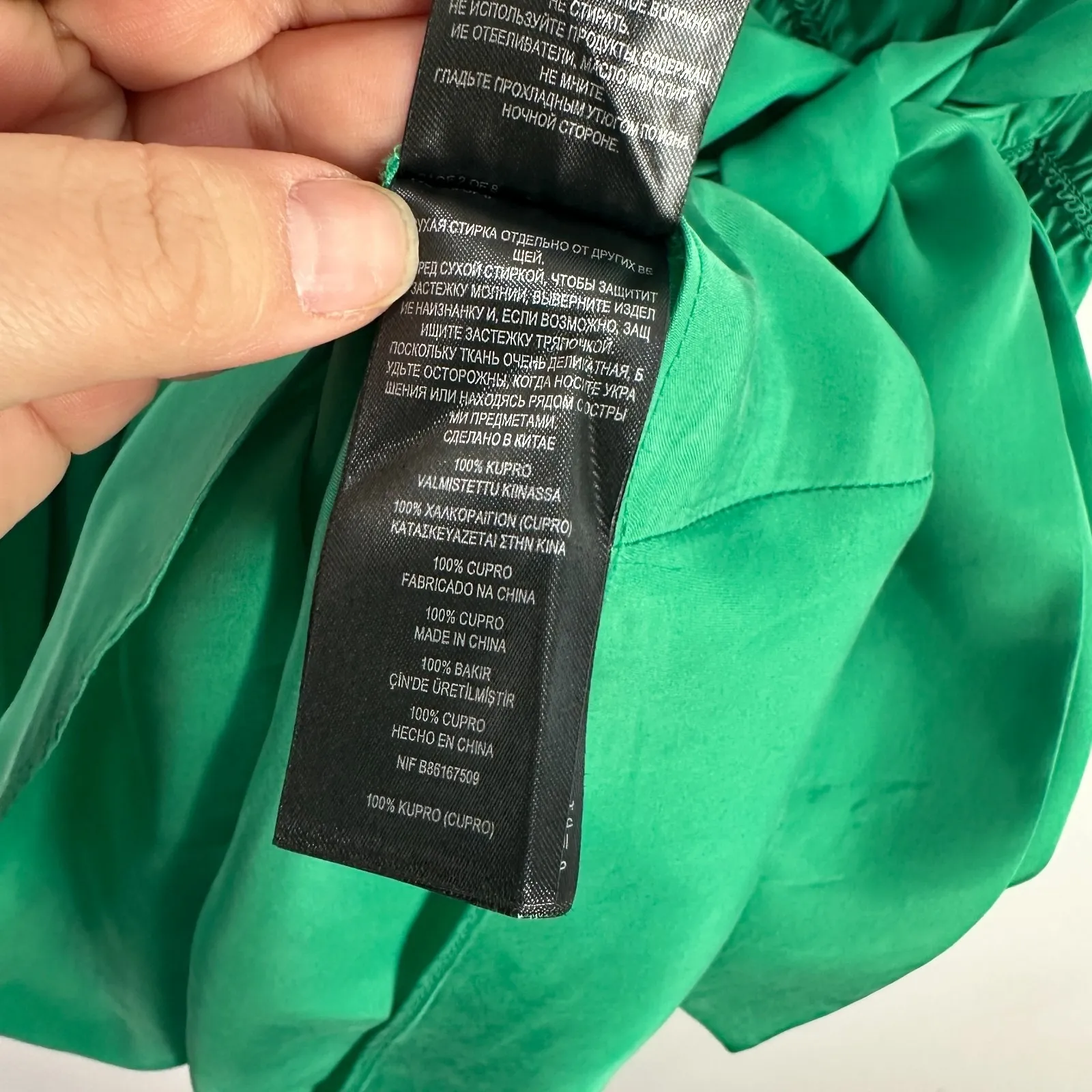 Ted Baker Green Babydoll Mini Dress Womens 1 Small Vegan Silk Smocked Feminine - Image 8