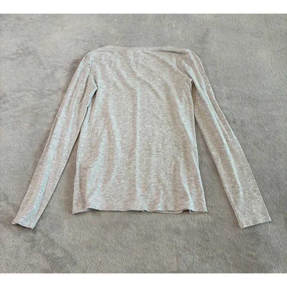 Theory Long Sleeve Basic V-Neck Ribbed Shirt - Image 3