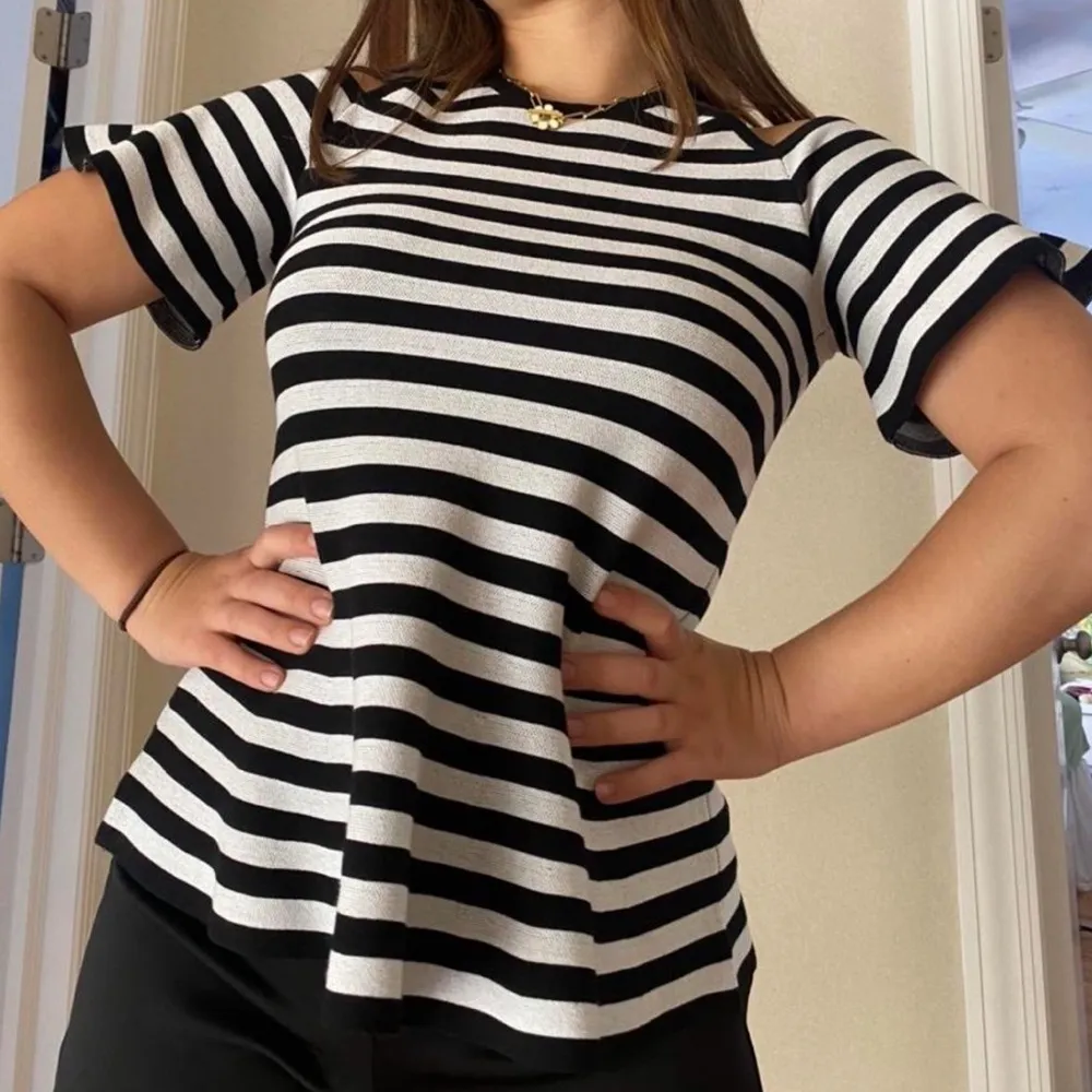 ann taylor cold shoulder striped shirt - Image 2