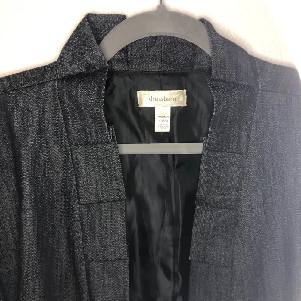 Dress Barn Blazer Denim Ruffled Collar Jacket 3/4 Sleeves Sz 18/20W GUC PLUS Sz - Image 6