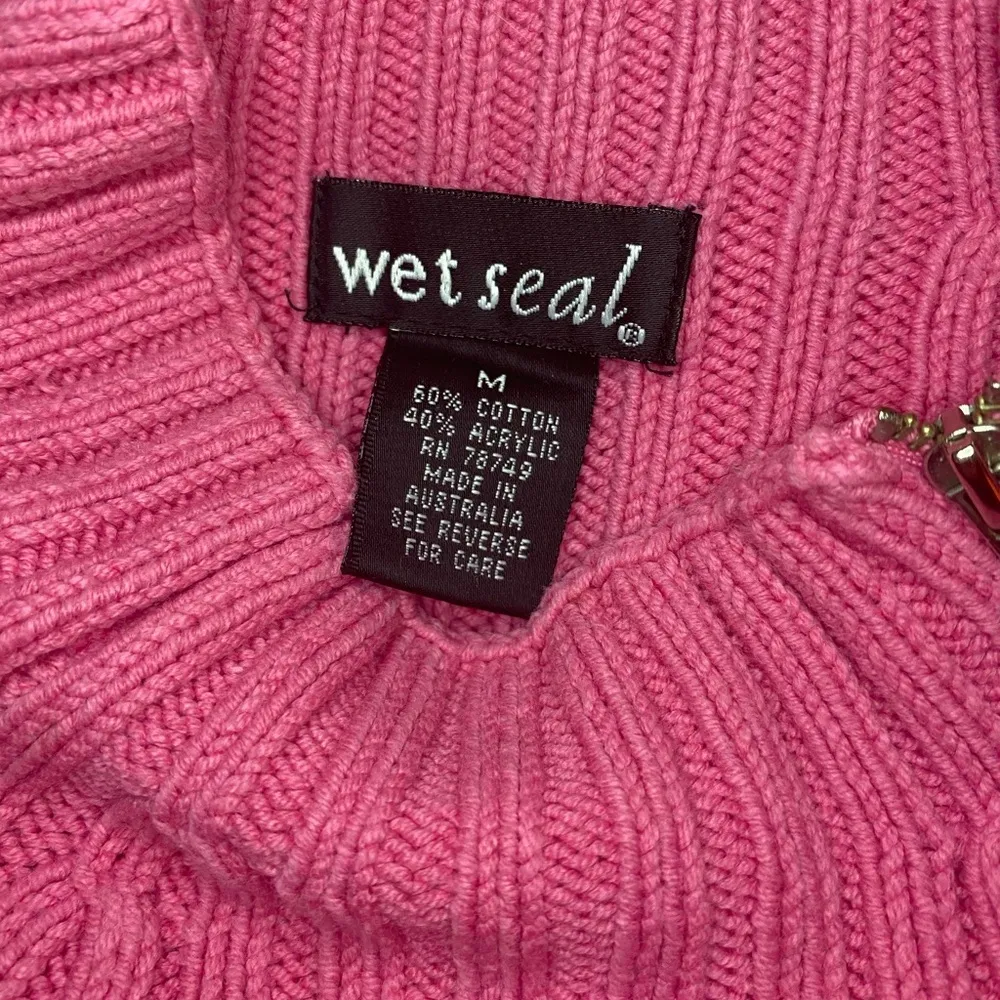 Rare Pink Wet Seal Sweater With Zip Detail at Neck and Sleeve Pocket M V… - Image 10