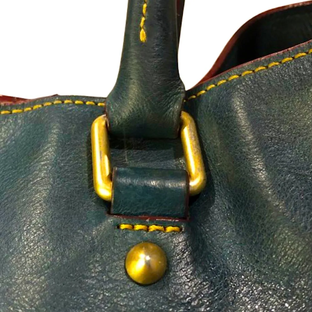 DOONEY BOURKE Teal Leather Top Handle Adjustable Shoulder Strap Oversized Tote - Image 6