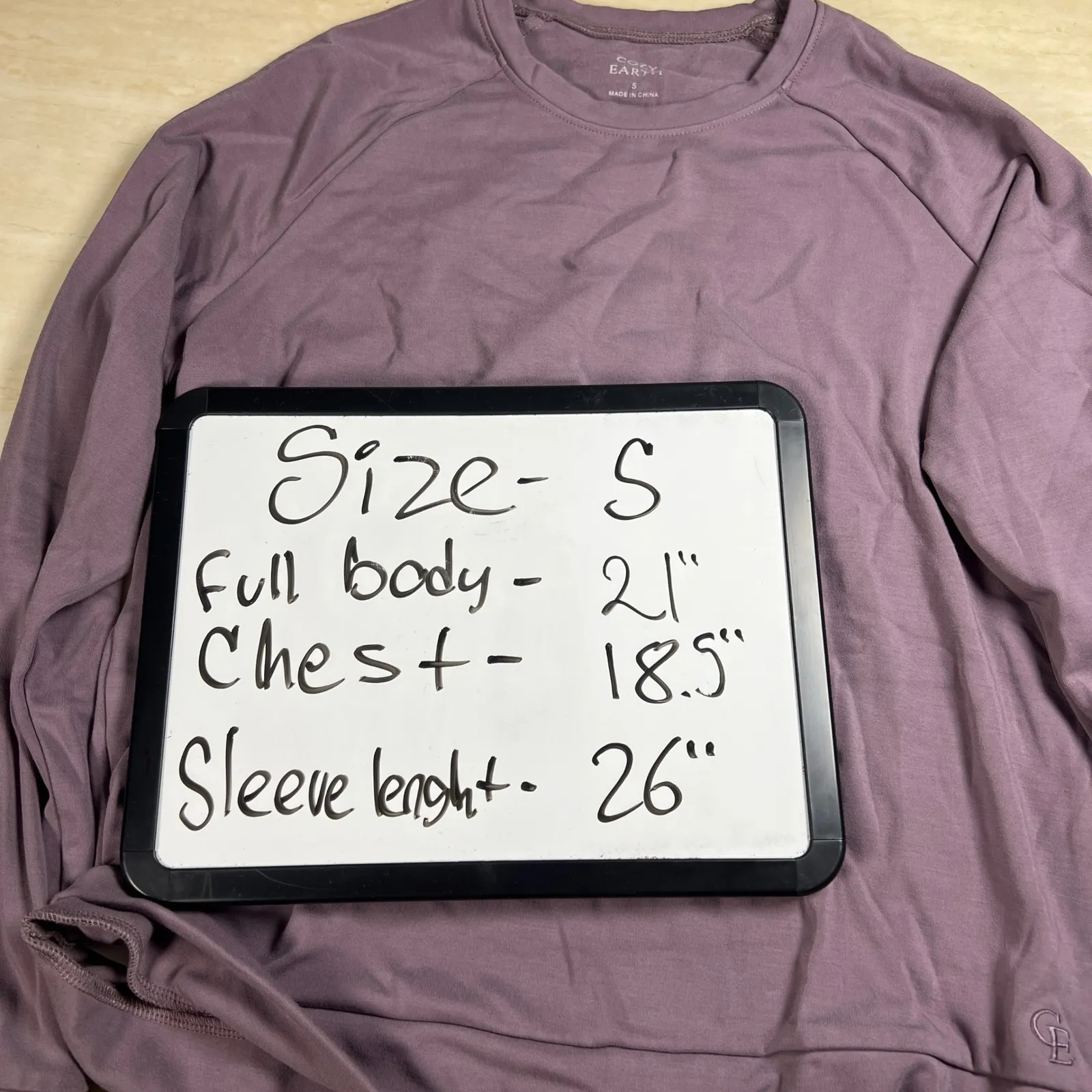 Cozy Earth Long Sleeve Raglan Crewneck Sweatshirt Top Dusty Mauve Size S Purple - Image 10