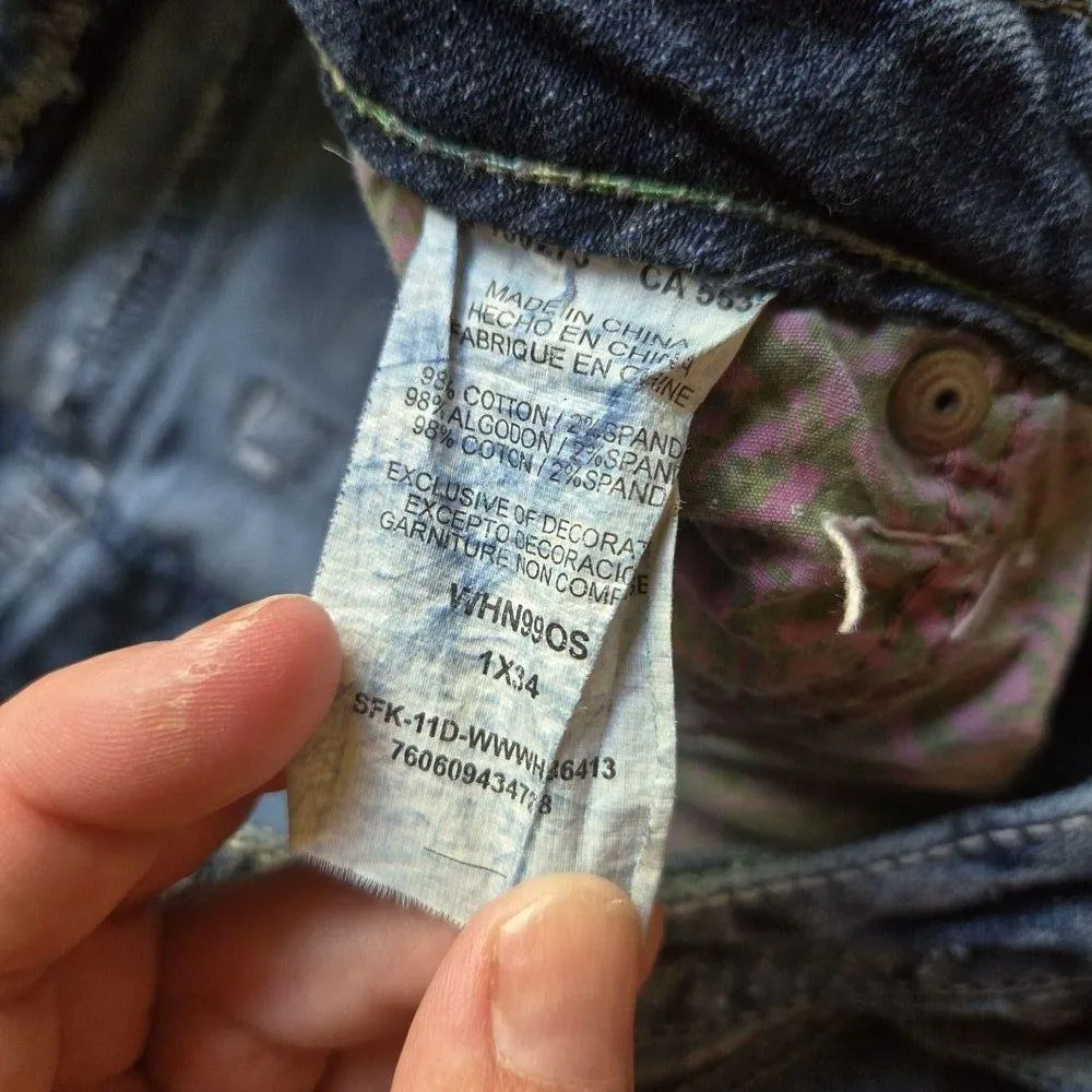 Wrangler Rock Jeans Women Size 1X34 Ultra Low Rise Bootcut Denim Distressed Y2K - Image 8