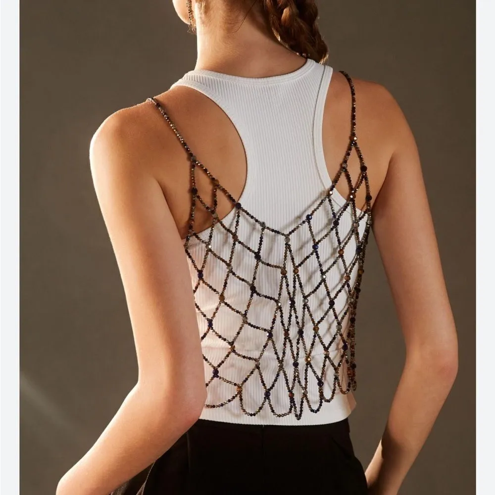 Anthropologie NWT Current Air BLACK Beaded Tank XS/S - Image 3