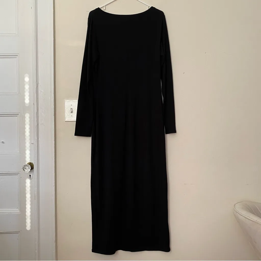 PERUVIAN CONNECTION Long Sleeve Scoop Neck Maxi T-Shirt Dress Cotton/Modal Med - Image 8