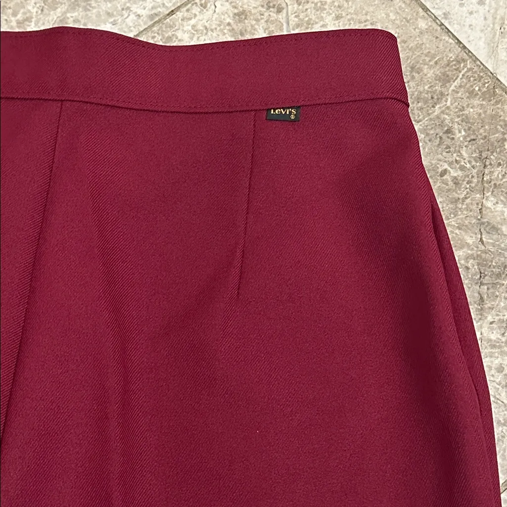 Vintage Levi Strauss 1988 High Waist Burgundy Straight Leg Pants Sz 16 Polyester - Image 12