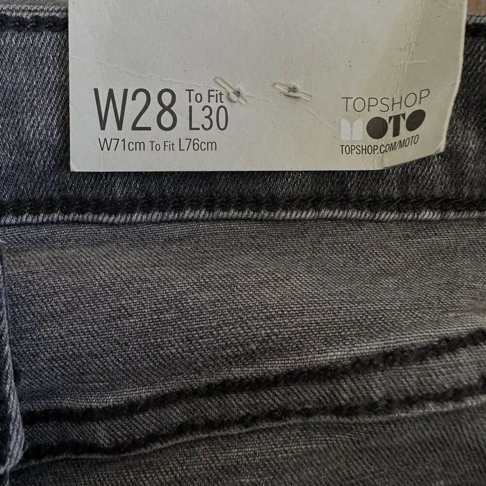 Topshop Moto Jamie high waist ankle grazed grey embroidered jeans - Image 12