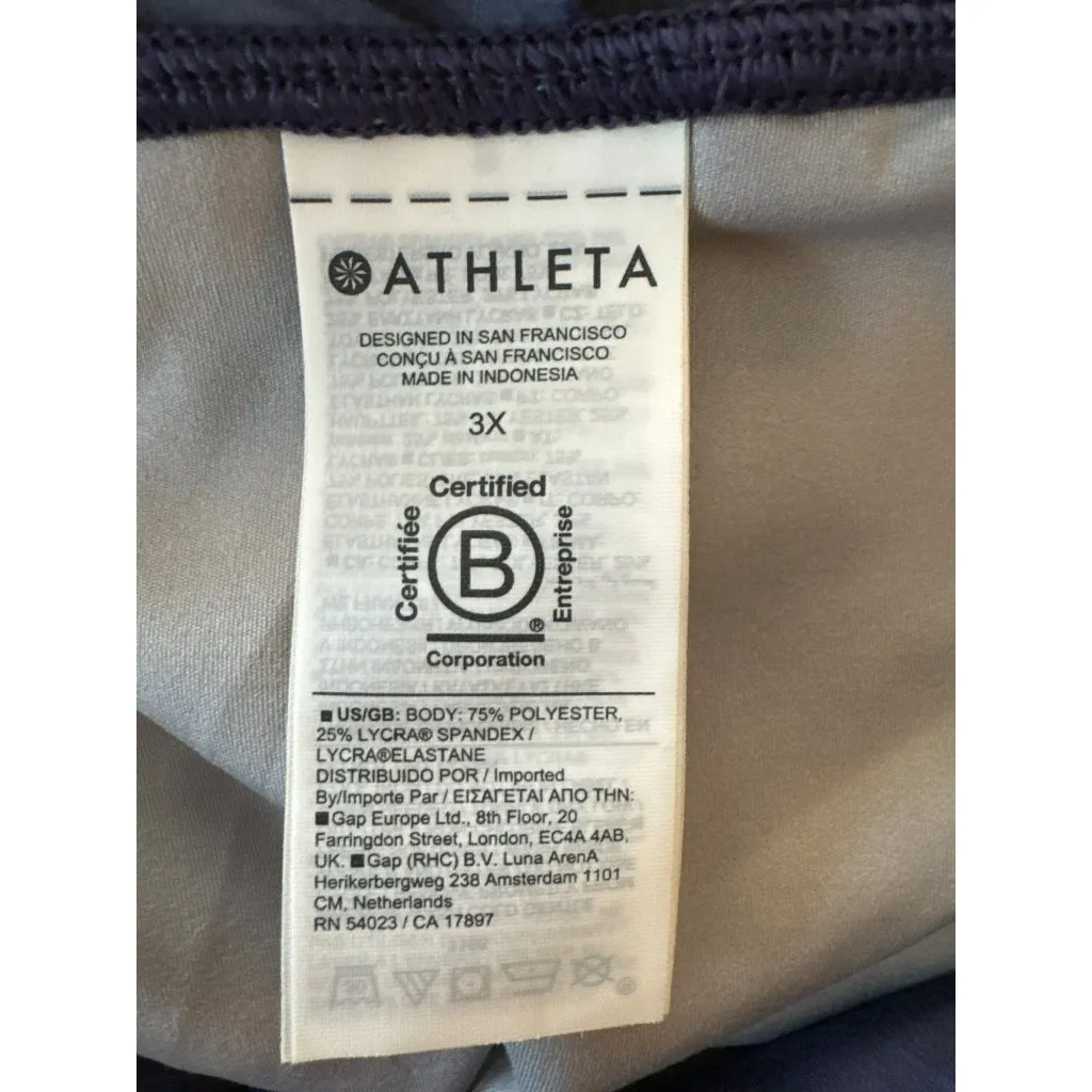 Athleta Elation Tight Leggings 3X FItness Pants Blue Black Print 7/8 Capri - Image 5