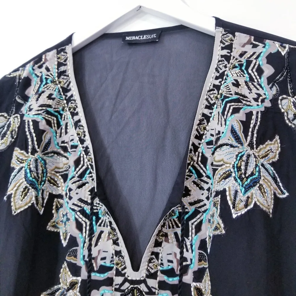 Miraclesuit Swimsuit Cover Up Embroidered Tassels - Image 3