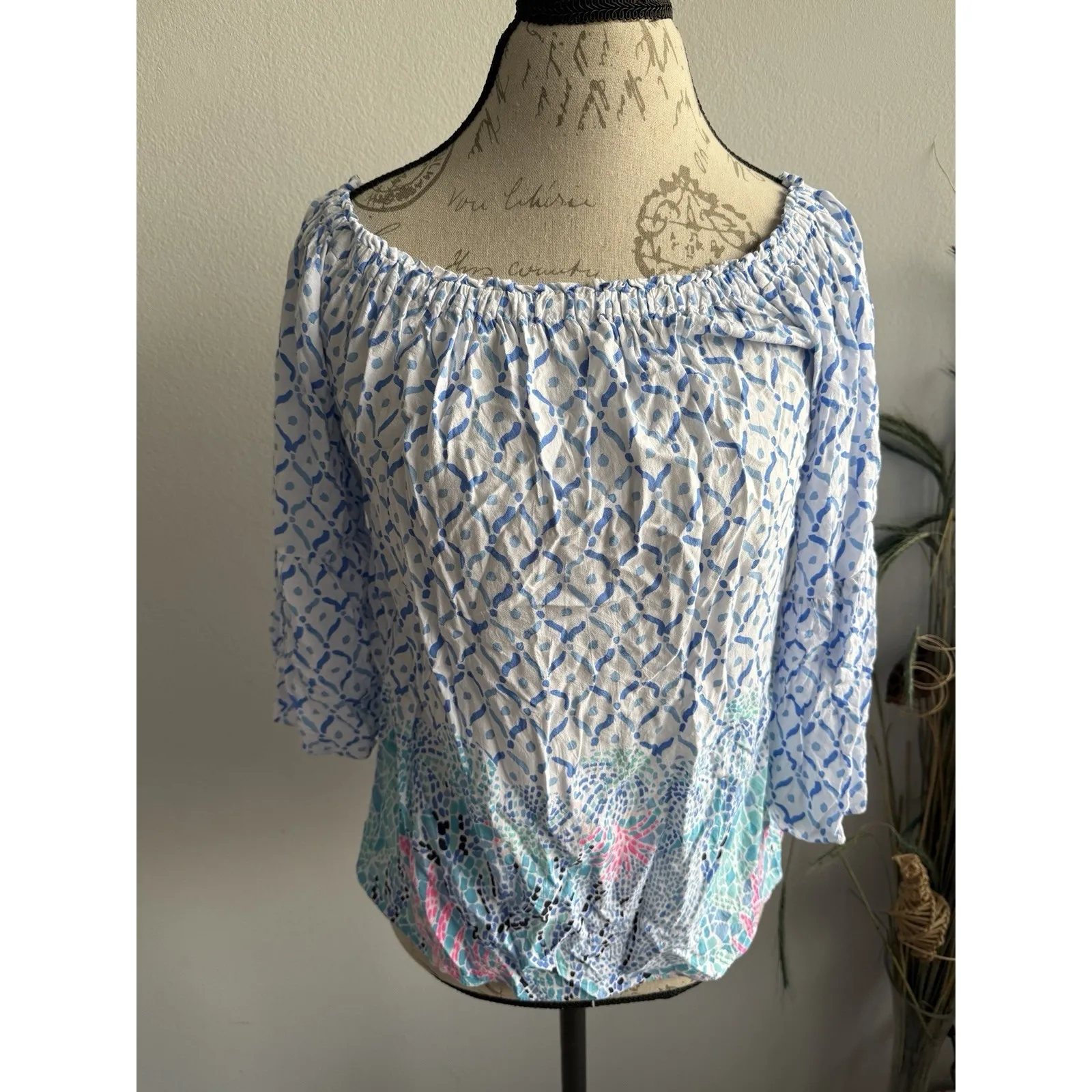 Lilly Pulitzer Womens Sea La Vie Nevie Off‎ The Shoulder Top Multi Women's XS - Image 2