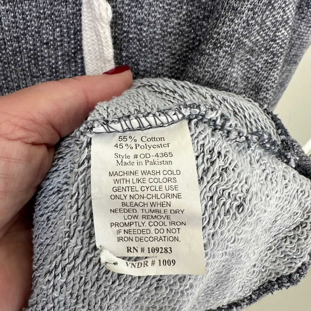 Ocean Drive Textured Hoodie with Cream Drawstrings Blue Grey Color Size Small - Image 8