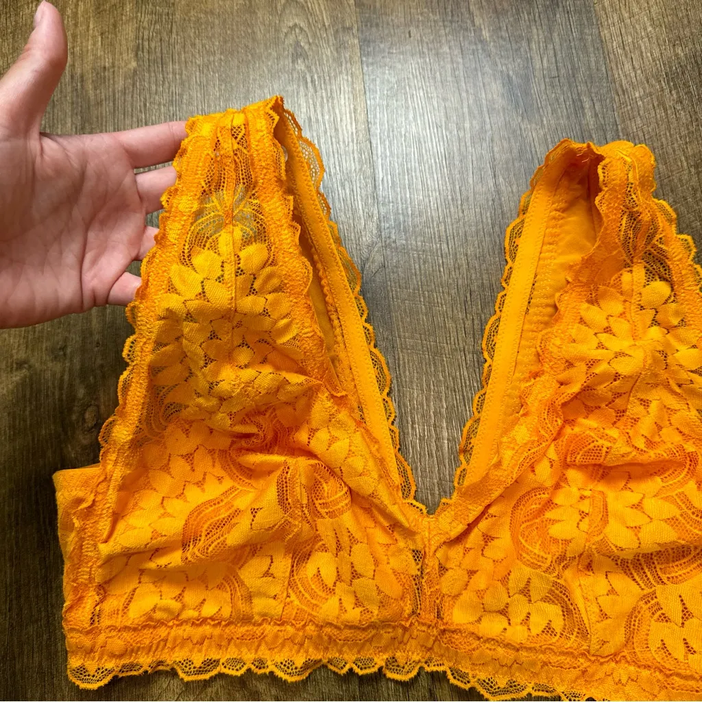Aerie Womens Plunge Sunflower Yellow Lace Bralette Sz XL - Image 9