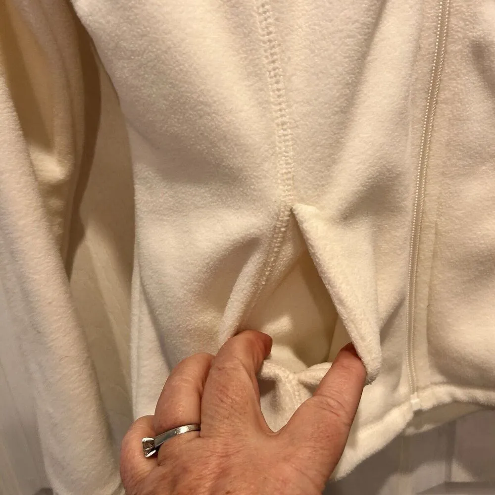 Old Navy Jacket Womens Small Ivory Zip Up Lightweight Fleece Long Sleeve Outdoor - Image 3