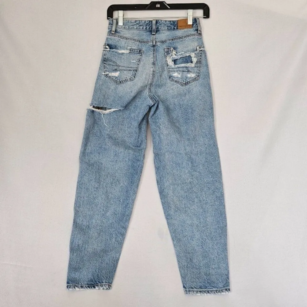 American Eagle Size 000 Distressed RELAXED MOM JEANS - Image 5