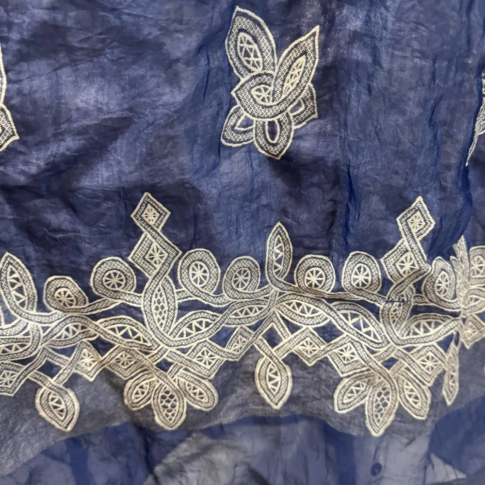 Anthropologie Lapis navy and white shirred strapless dress or skirt - Image 5