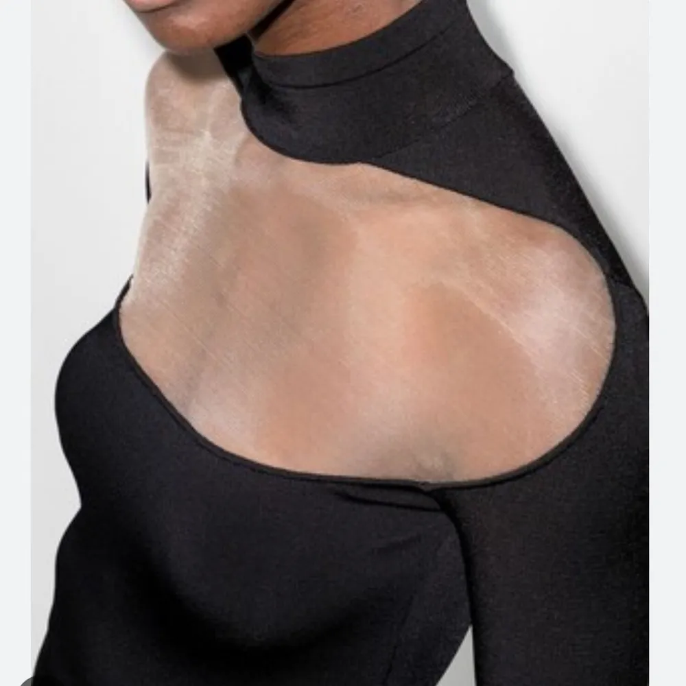 Mugler Black Mesh Panel Dress Size L - Image 2