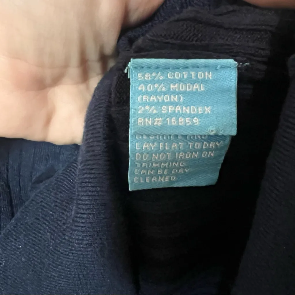 J. McLaughlin Cardigan Sweater Button Front Navy Blue Chainlink Buttons Medium - Image 9