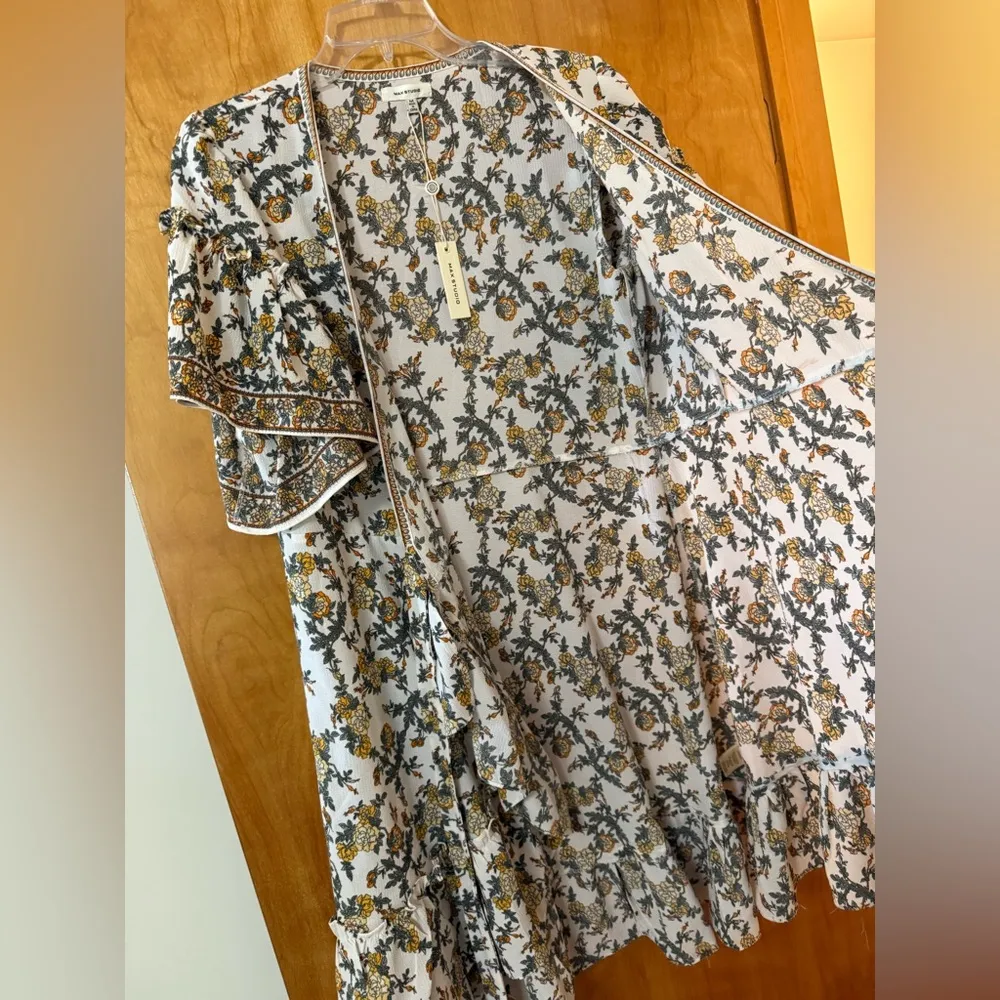 Max Studio  Wrap Dress Floral Print Prairie Boho Peasant Cottagecore NWT Medium - Image 11