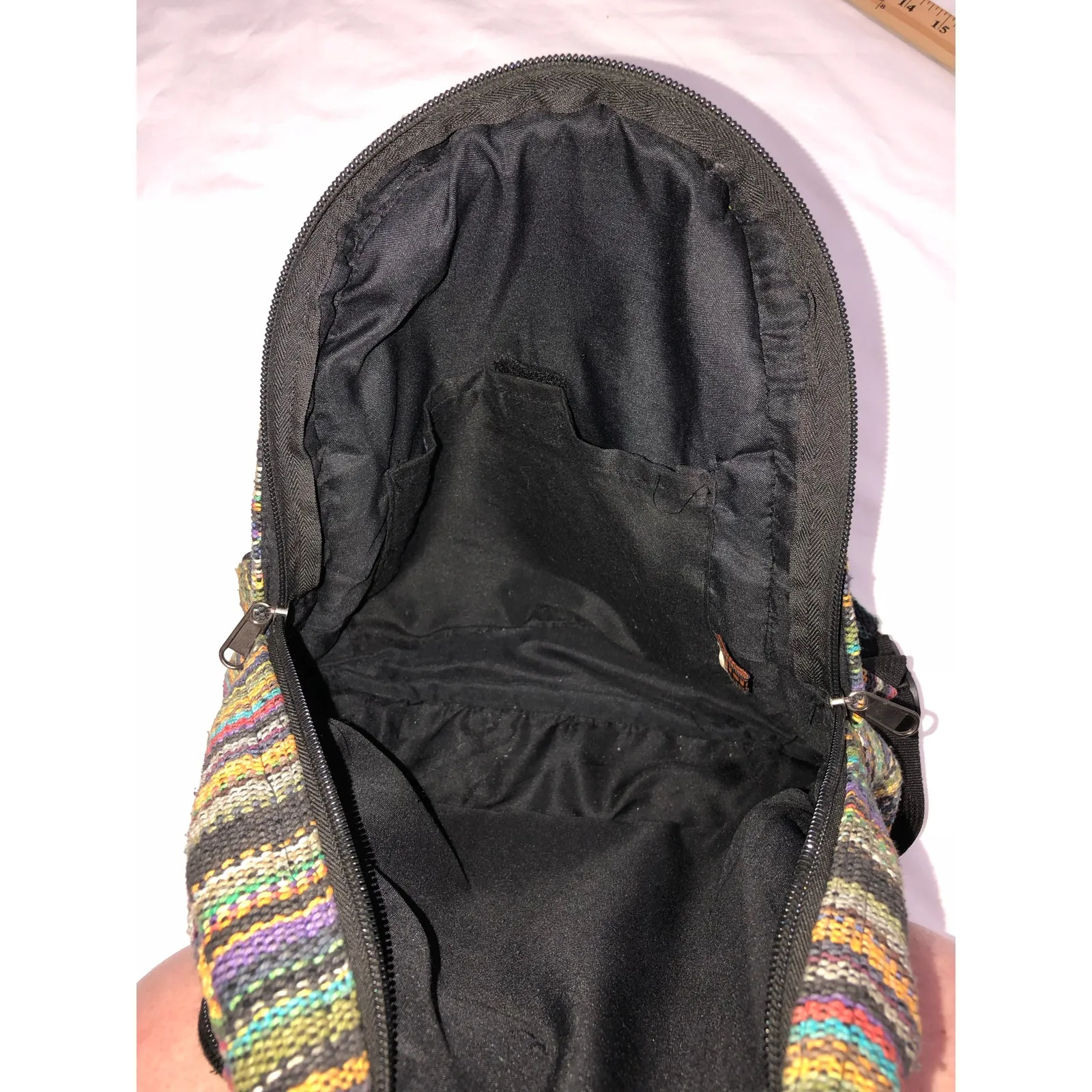 Rising International Backpack Boho Hippie Multicolor Fabric Lightweight Nepal - Image 8