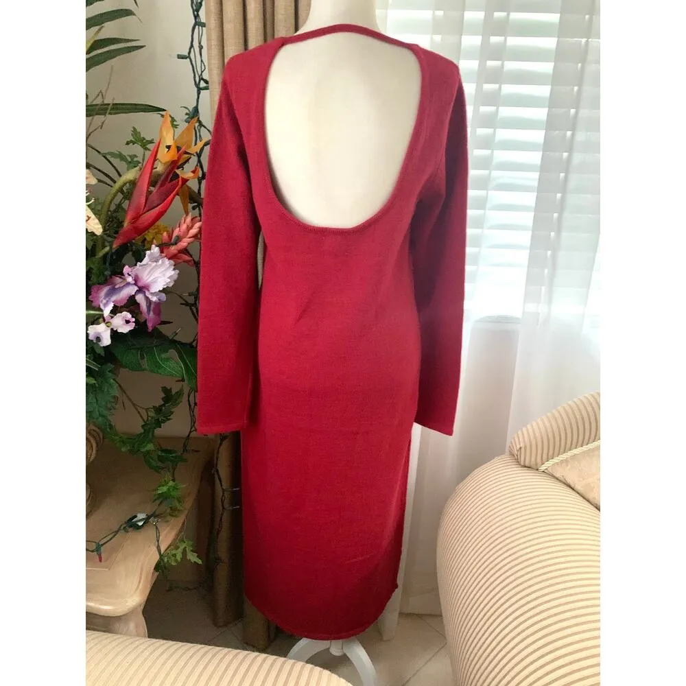 3/$15 NEW ASOS DESIGN Knit Midi Dress with Scoop Neck and Open Back Detail Red - Image 8