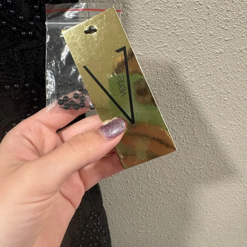 NWT Verte Black Beaded Neck Line Dress Size M - Image 6