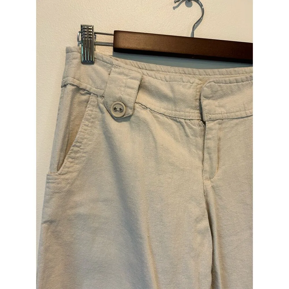 Body Central womens linen pants tan/cream size S cropped wide leg - Image 2