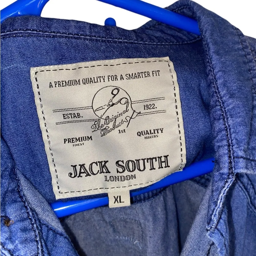 Jack South London denim button down jean shirt Blue Size XL - Image 3