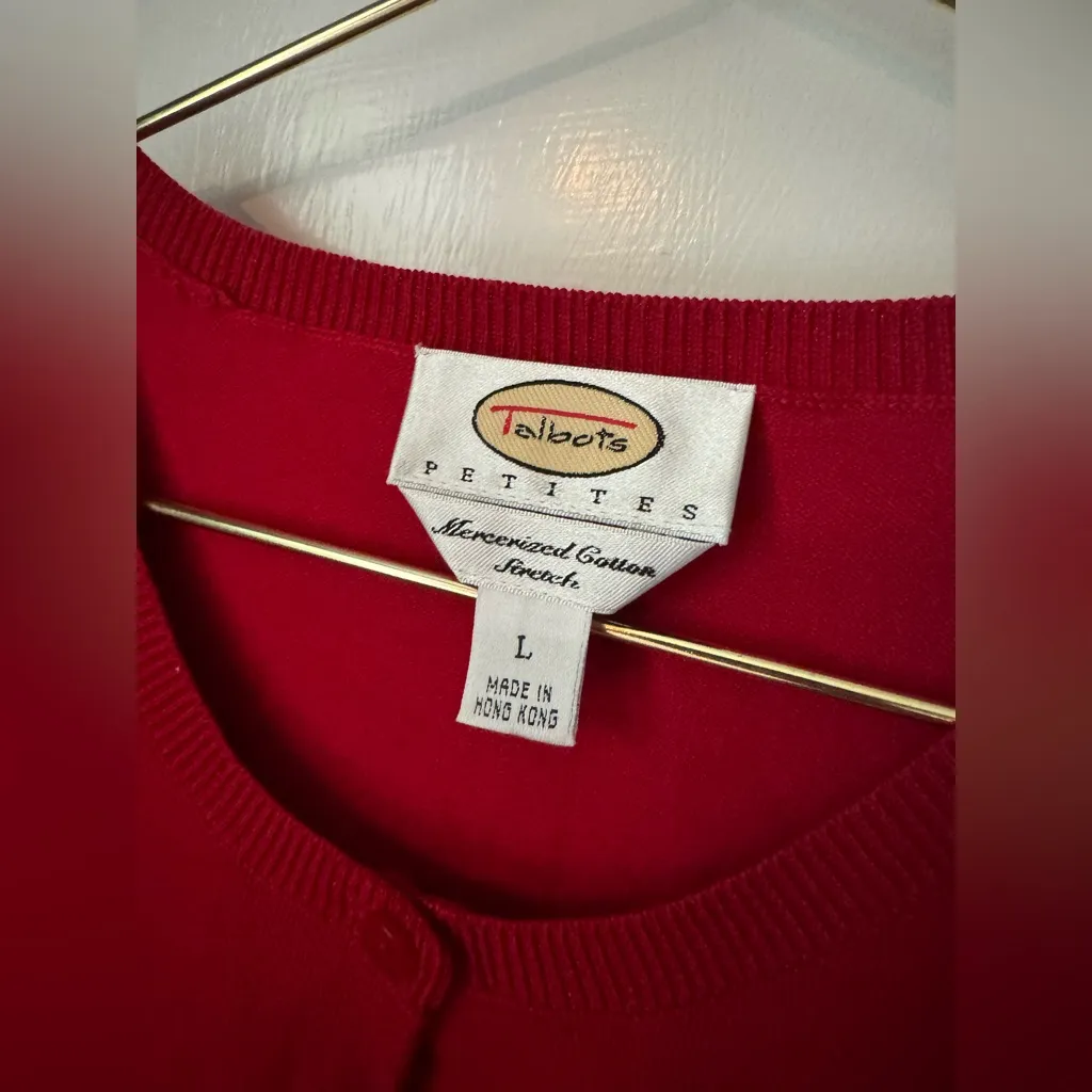 Talbots Women's Red 3/4 Sleeve Button Down Cardigan Sweater - Image 4