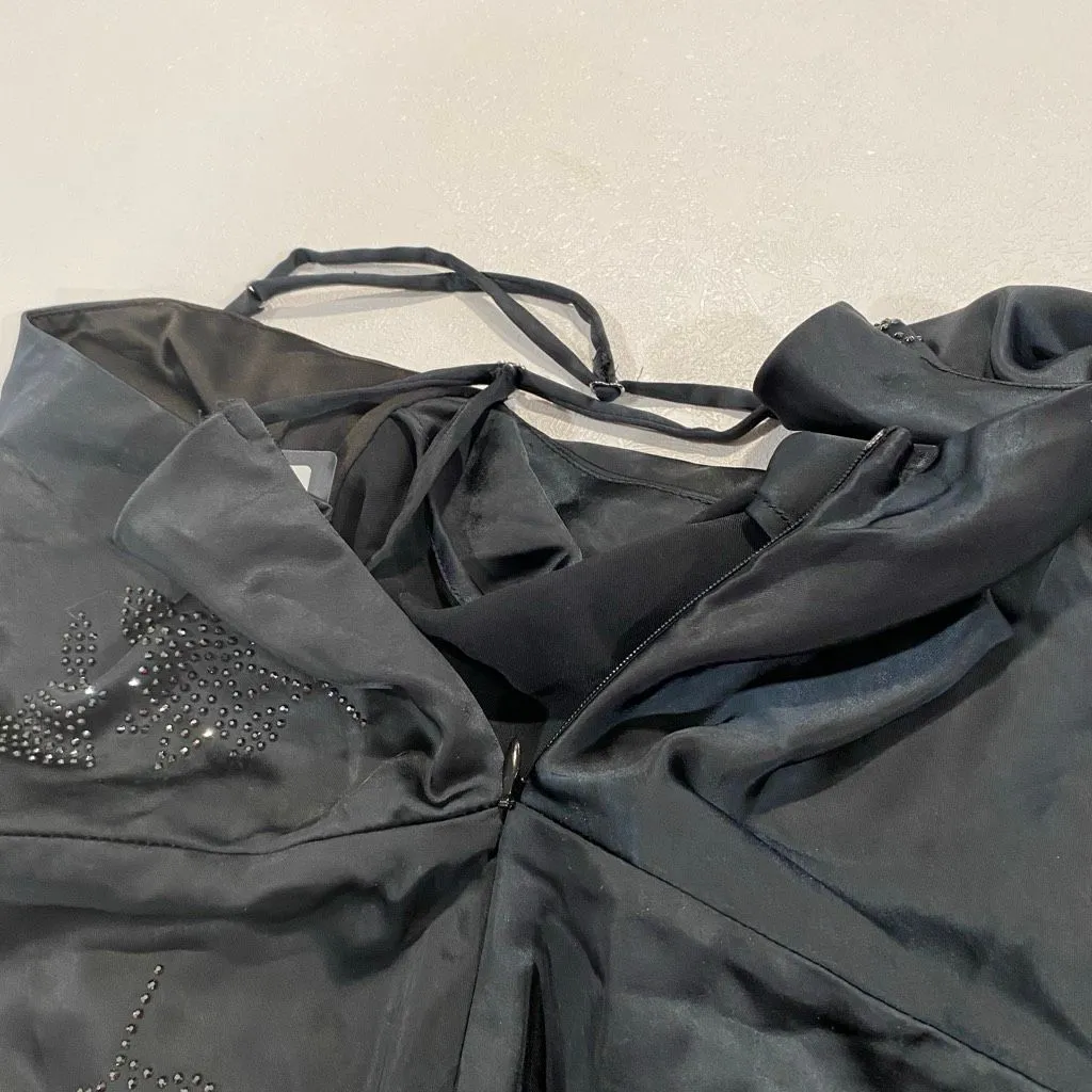 Oh Polly Black Rhinestone Mini Dress NWT Spaghetti Strap US 8 - Image 7