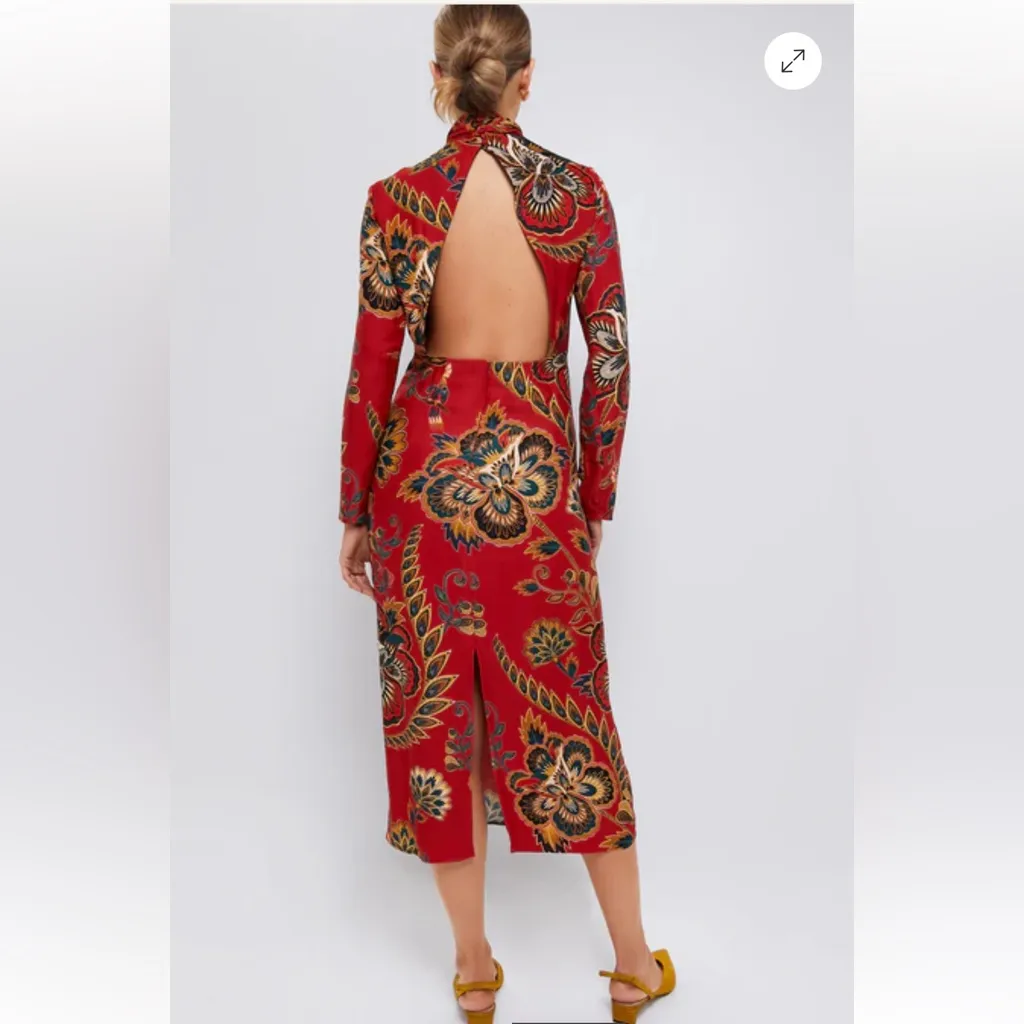 FARM Rio Vibrant Red and Blue Patterned Dress Parrots - Image 2