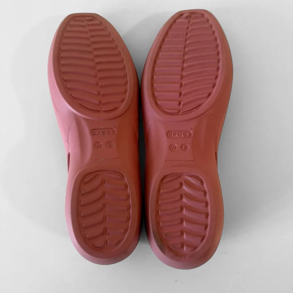 CROCS Pink Sloane Almond Toe Slip on Ballet Flats SZ 8 - Image 4