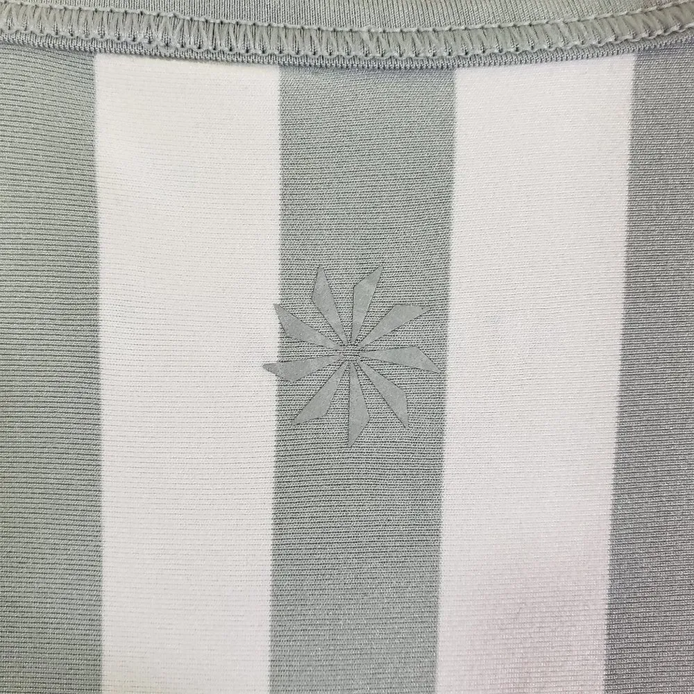 ATHLETA Women's XS Gray, White Stripe Workout, Sleeveless, Yoga, Tank Top - Image 3