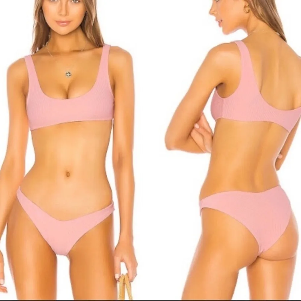 TULAROSA CRESCENT BAY CANDY PINK BIKINI BOTTOM HIGH CUT RIBBED NWT XL - Image 2