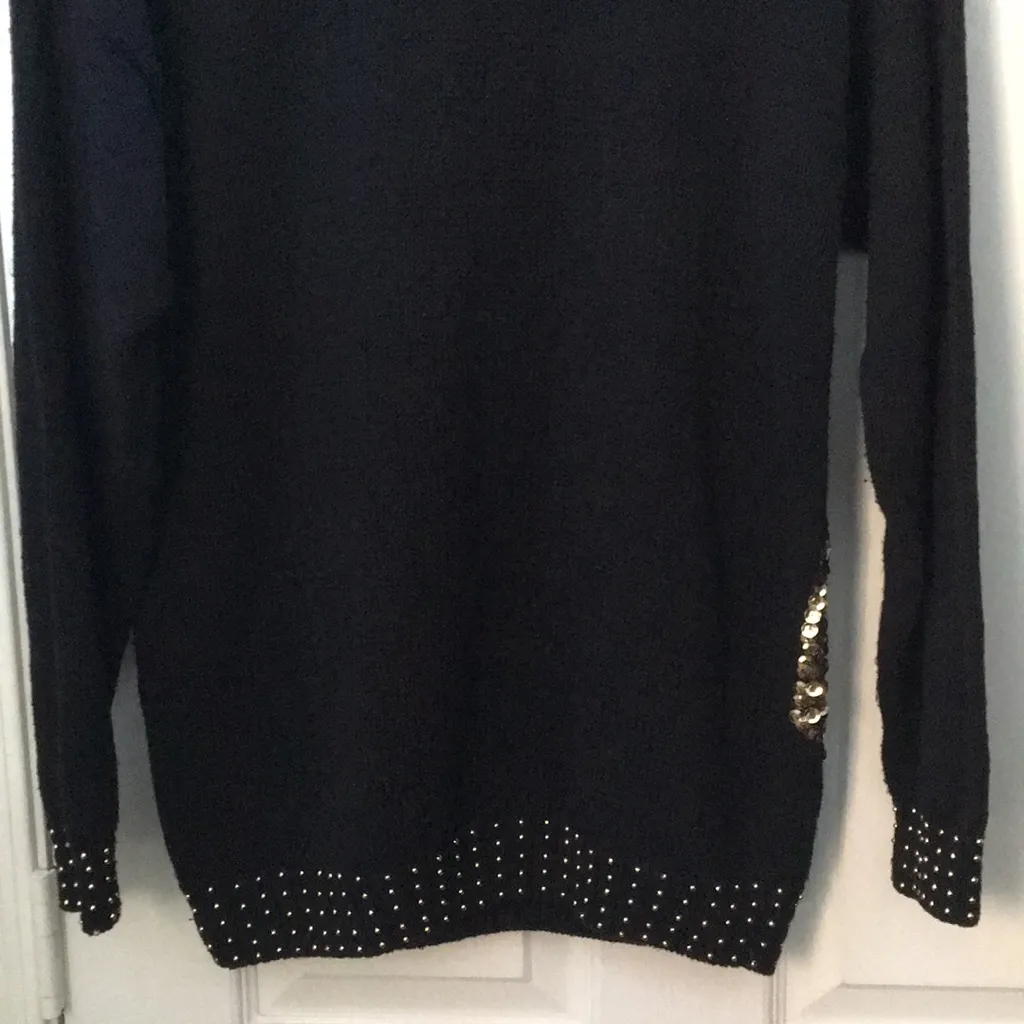 FINAL MARKDOWN Ladies Western Connection Beaded & Sequined Cowl Neck Sweater (S) Black - Image 16