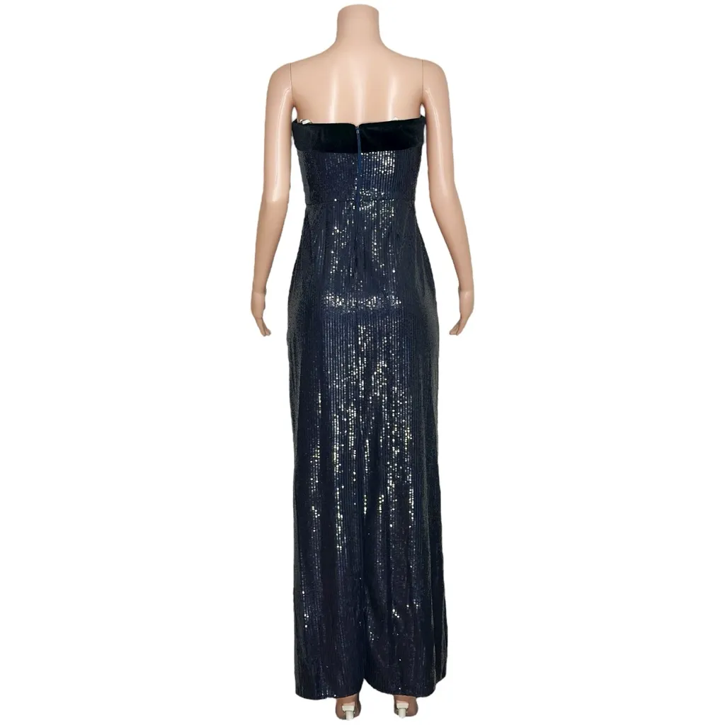ML MONIQUE LHUILLIER Reese Sequined Strapless Gown, Navy Midnight, 6 (US) - Image 5