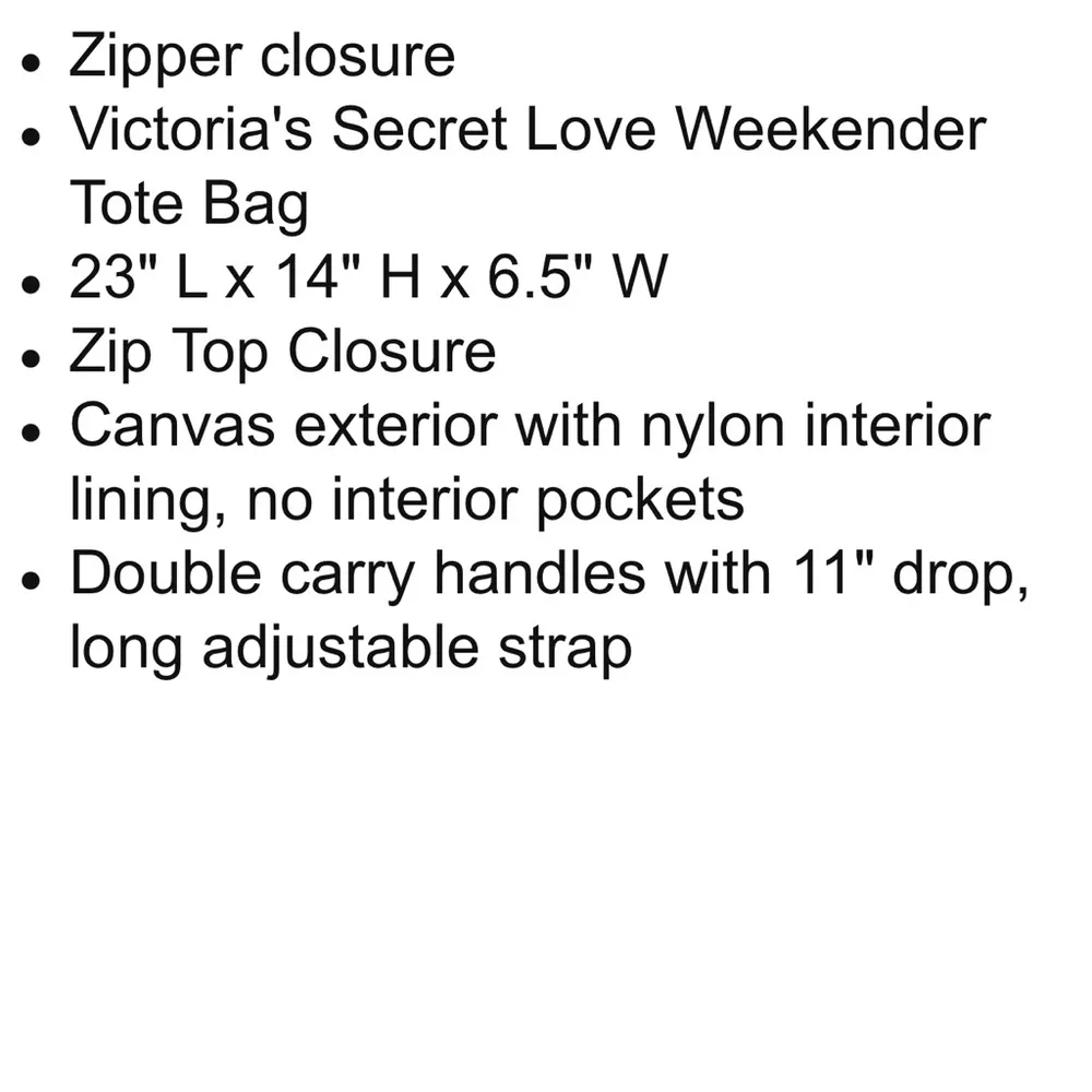 Victoria Secret LOVE Stripe Black Pink Beach Weekend Zipper Tote Bag NWT #CL-38 - Image 4