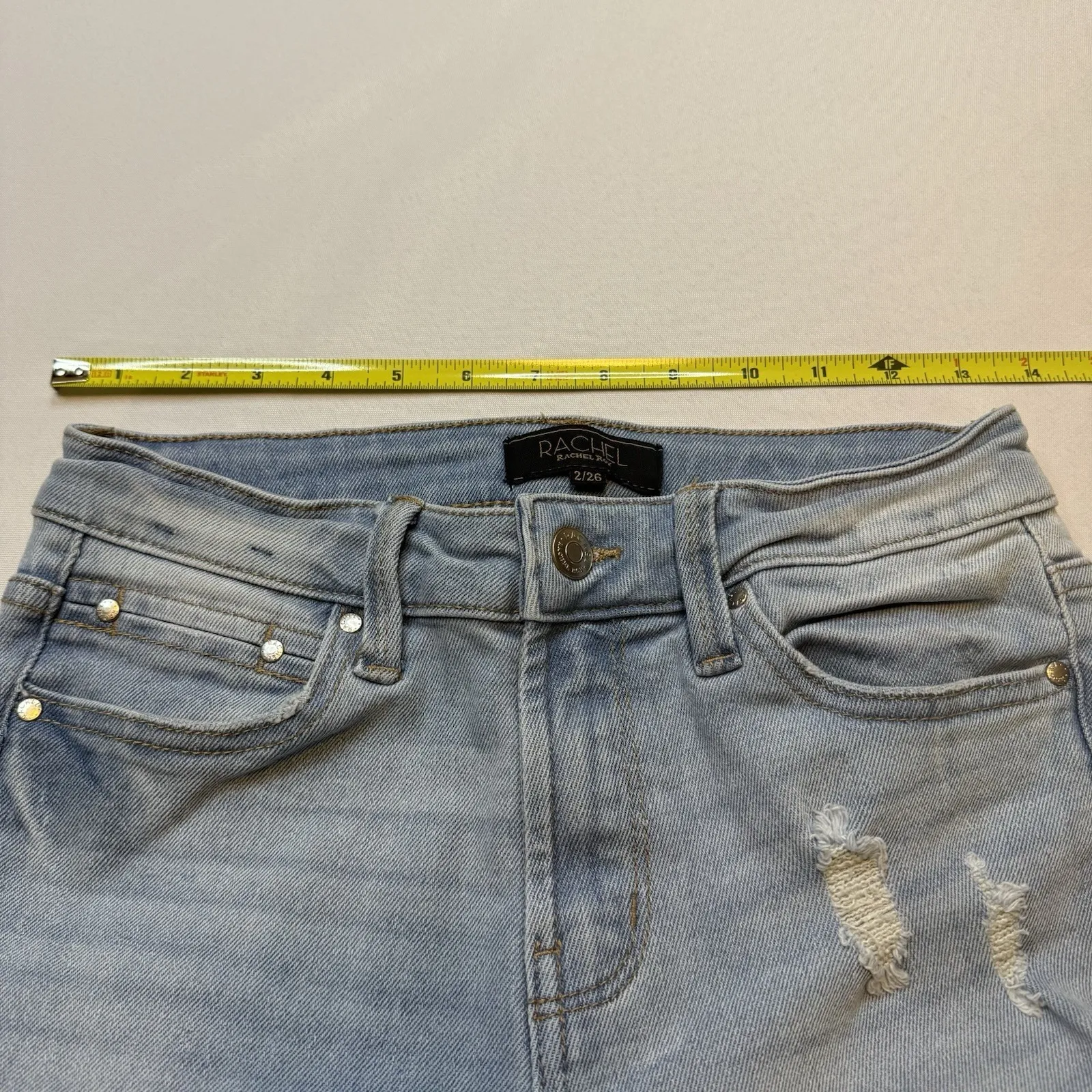 Rachel Roy Jeans Women's 2/26‎ Light Wash Distressed Straight Leg Denim Mid Rise - Image 8