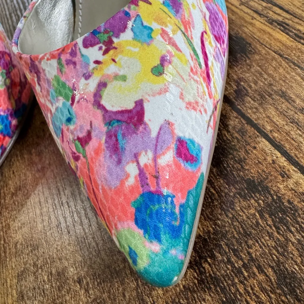 a.n.a Multicolor Floral Women's Heels sz 9 - Image 10