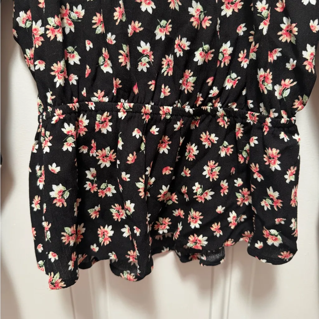 NWT Stitch Fix Persaya Girl Peplum Black Pink Floral Blouse - Image 6