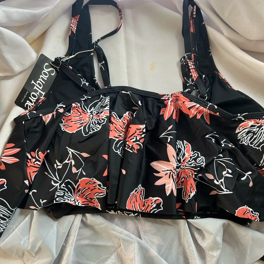 SoulFone Floral Black and Pink Tank Top Size L - Image 3