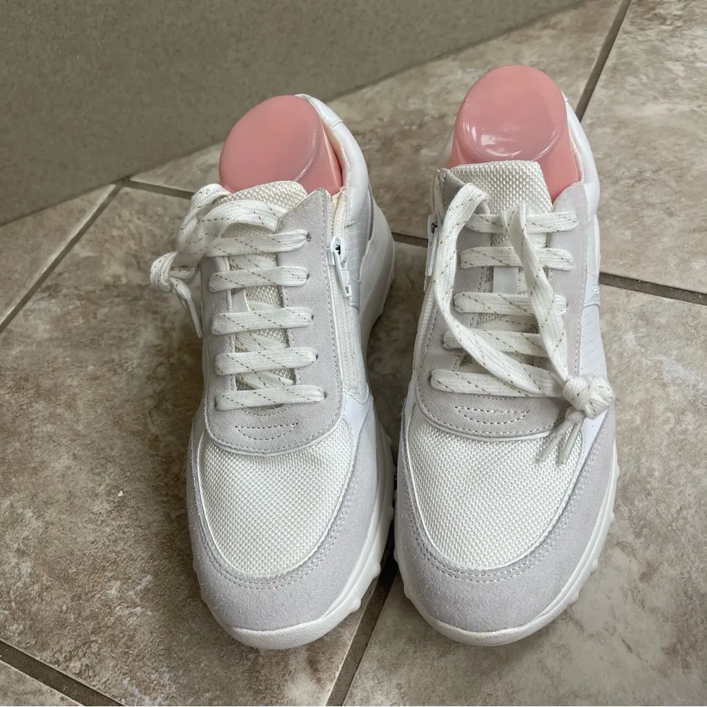 Geox respira Women's Suede Leather Sneakers Trainers white Wire‎ 1X USA 10 - Image 7